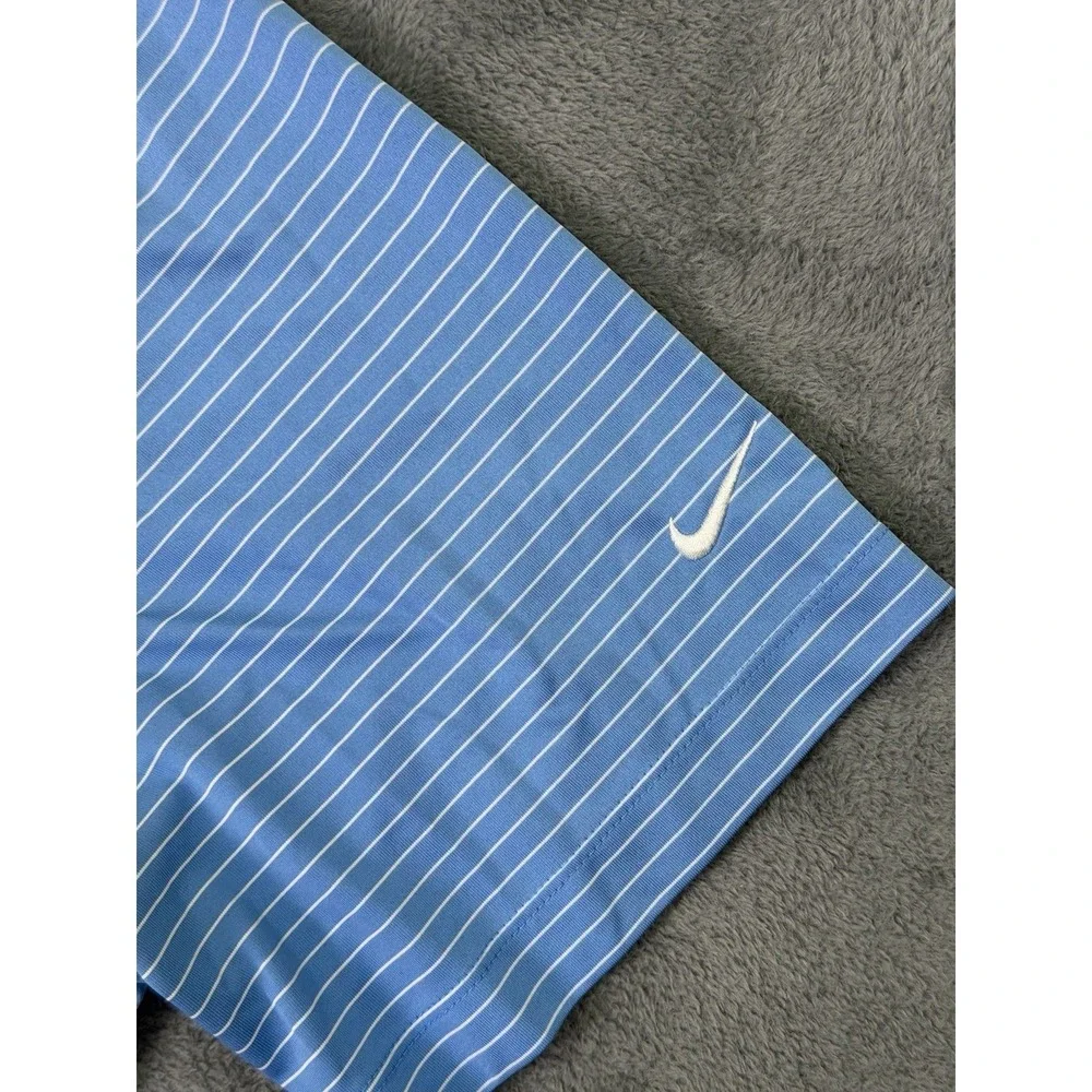 Nike Golf Tour Performance Polo Shirt Mens XL Blue Striped Dri Fit‎ Short Sleeve